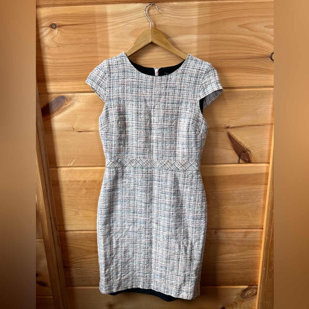 Banana Republic Plaid Tweed Dress - Pink and Grey